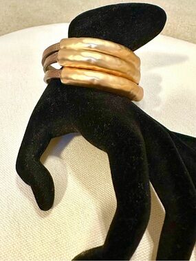 J. Crew Gold Tone Hammered Triple-Band Women's Bracelet